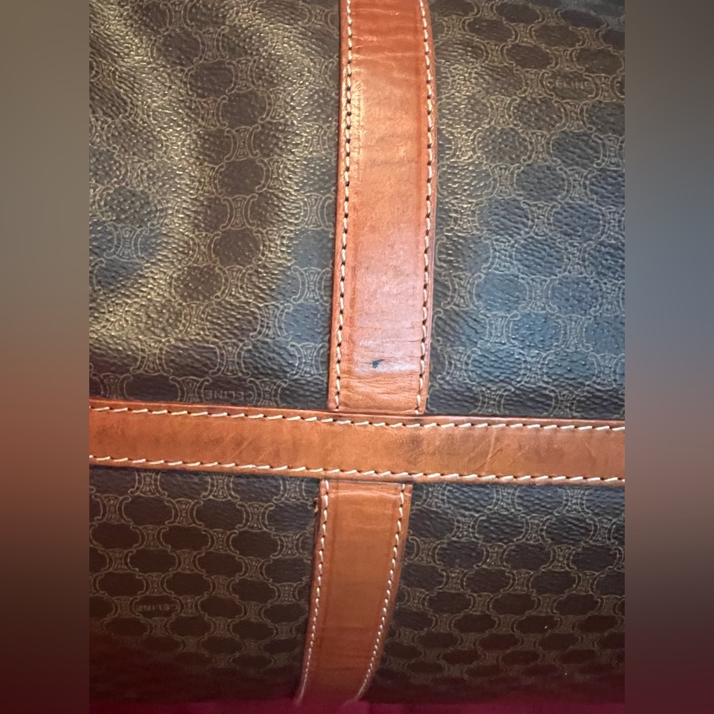 CELINE Macadam Triomphe Canvas Duffel Travel Bag Honeycomb VINTAGE - Picture 12 of 17